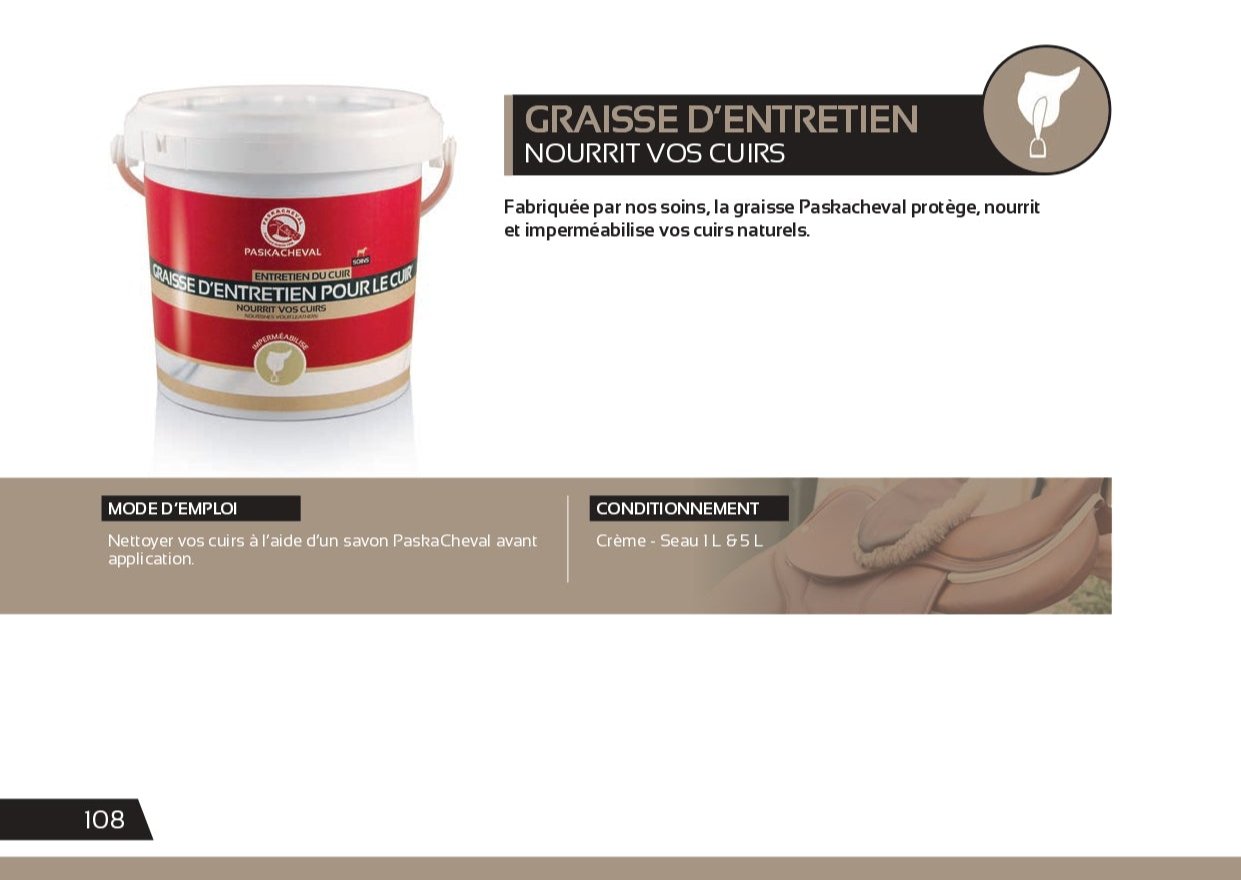 Paska Cheval - Graisse d'entretien pour le cuir 1L